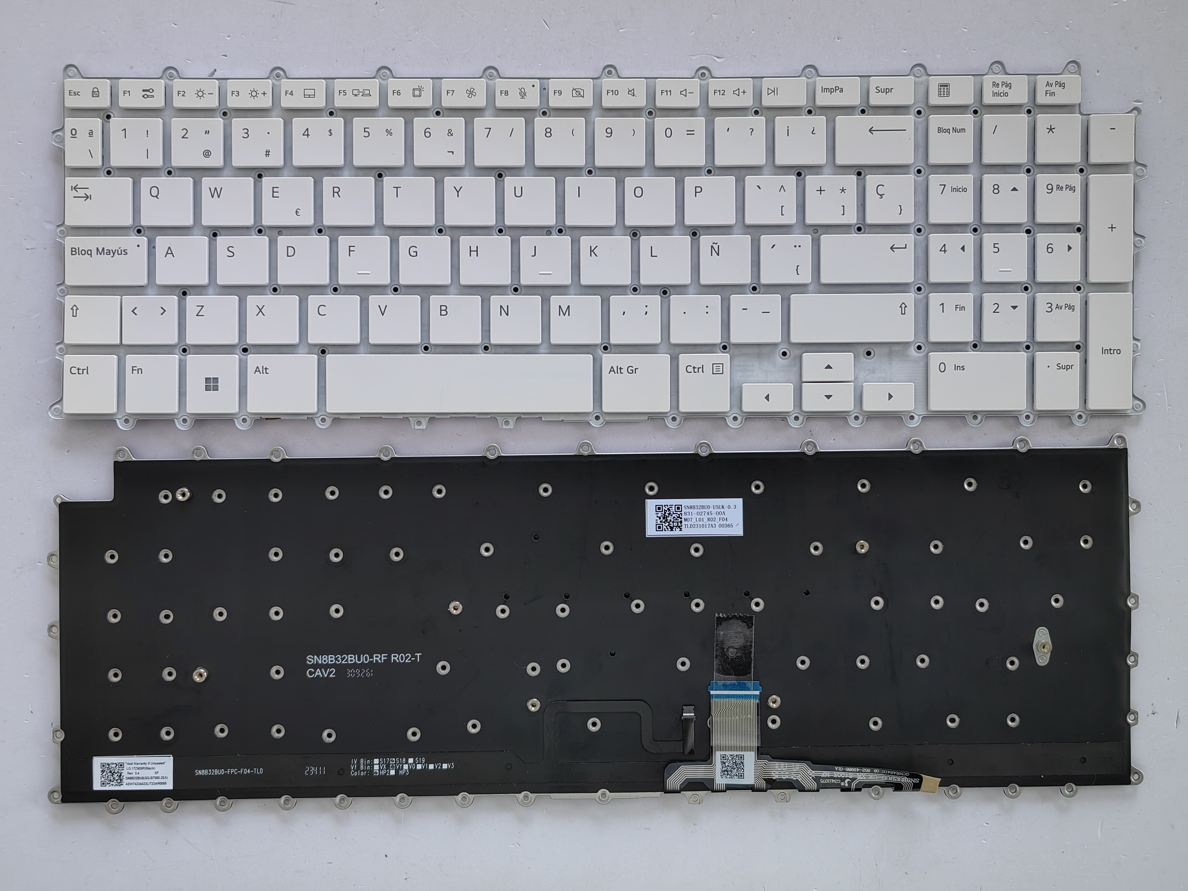 Picture of New Replacement Laptop Keyboard For LG 17Z90SP small carriage return WHITE Backlit SP Layout